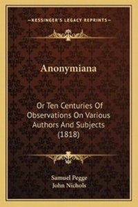 Enlarge image Cover: Anonymiana - Kessinger Publishing