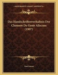 Cover: Das Handschriftenverhaltnis Der Chanson De Geste Aliscans (1907) - Kessinger Publishing