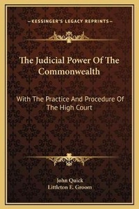 Enlarge image Cover: The Judicial Power Of The Commonwealth - Kessinger Publishing