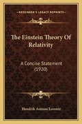 Cover: The Einstein Theory Of Relativity - Kessinger Publishing