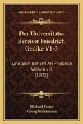 Cover: Der Universitats-Bereiser Friedrich Gedike V1-3 - Kessinger Publishing