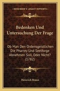 Cover: Bedenken Und Untersuchung Der Frage - Kessinger Publishing