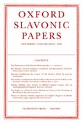 Cover: Oxford Slavonic Papers: Volume XXXI (1998) - Clarendon Press