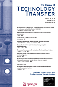 Bild vergrößern Bild: The Journal of Technology Transfer - Springer