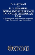 Cover: Form and Substance in Anglo-American Law - Clarendon Press