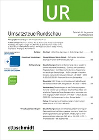 Abbildung von: UmsatzsteuerRundschau - UR  - Otto Schmidt Verlag