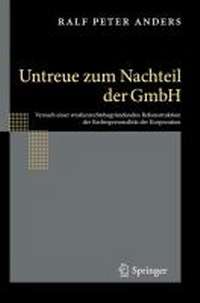 Abbildung von: Untreue zum Nachteil der GmbH - Springer