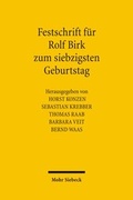 Cover: Festschrift f&uuml;r Rolf Birk zum siebzigsten Geburtstag - Mohr Siebeck