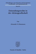 Abbildung von: Entsendungsrechte in der Aktiengesellschaft - Duncker & Humblot