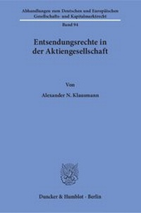 Abbildung von: Entsendungsrechte in der Aktiengesellschaft - Duncker & Humblot