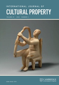 Abbildung von: International Journal of Cultural Property - Cambridge University Press