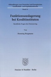 Abbildung von: Funktionsauslagerung bei Kreditinstituten - Duncker & Humblot