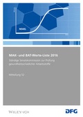 Cover: MAK- und BAT-Werte-Liste 2016 - Wiley-VCH