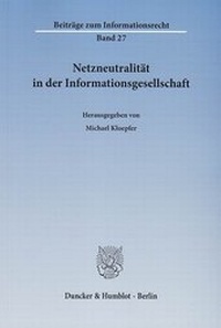 Enlarge image Cover: Netzneutralität in der Informationsgesellschaft - Duncker & Humblot