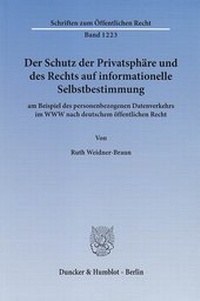 Abbildung von: Der Schutz der Privatsphäre und des Rechts auf informationelle Selbstbestimmung - Duncker & Humblot
