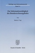 Cover: Zur Informationst&auml;tigkeit des Bundesrechnungshofes - Duncker & Humblot