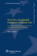 Cover: Towards a Sustainable European Company Law - Kluwer Law International