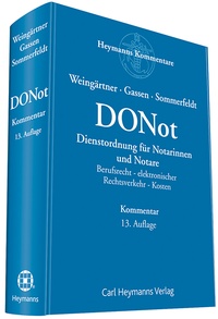Abbildung von: DONot - Dienstordnung für Notarinnen und Notare - Carl Heymanns Verlag