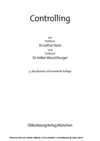 Abbildung von: Controlling - De Gruyter Oldenbourg