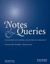 Bild: Notes and Queries - Oxford University Press