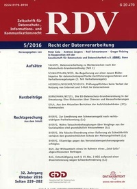 Abbildung von: Recht der Datenverarbeitung: RDV - Datakontext
