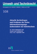 Bild: Aktuelle Rechtsfragen und Probleme des freien Informationszugangs, insbesondere im Umweltschutz - Erich Schmidt Verlag