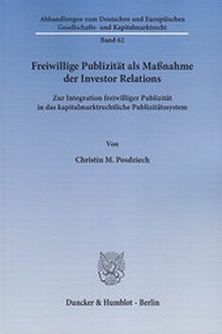 Abbildung von: Freiwillige Publizität als Maßnahme der Investor Relations. - Duncker & Humblot