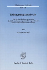 Abbildung von: Erinnerungsstrafrecht. - Duncker & Humblot