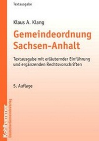 Abbildung von: Gemeindeordnung Sachsen-Anhalt - Deutscher Gemeindeverlag