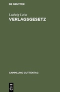 Cover: Verlagsgesetz - De Gruyter
