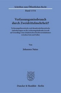Abbildung von: Verfassungsmissbrauch durch Zweidrittelmehrheit? - Duncker & Humblot