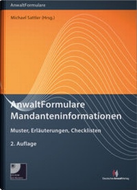 Abbildung von: AnwaltFormulare Mandanteninformationen - Deutscher Anwaltverlag