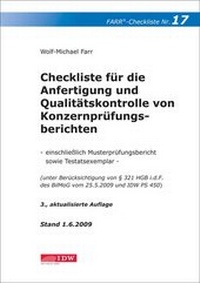 Abbildung von: Checkliste 17 für die Anfertigung und Qualitätskontrolle von Konzernprüfungsberichten - IDW