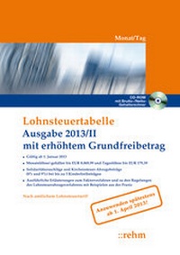 Abbildung von: Lohnsteuertabelle 2013/II - Monat/Tag mit erhöhtem Grundfreibetrag - Rehm