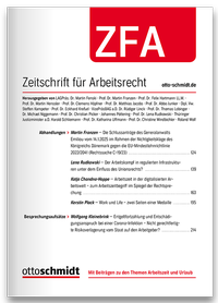Bild: Zeitschrift für Arbeitsrecht - ZFA - Otto Schmidt Verlag