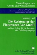 Cover: Die Rechtsnatur der Einpersonen-Vor-GmbH - Fachmedien Recht und Wirtschaft