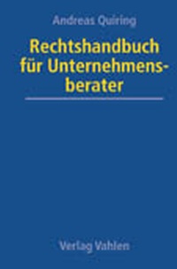 Abbildung von: Rechtshandbuch für Unternehmensberater - Vahlen