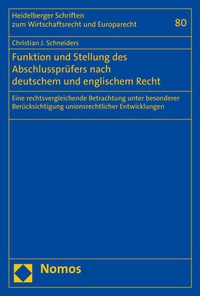 Abbildung von: Funktion und Stellung des Abschlussprüfers nach deutschem und englischem Recht - Nomos