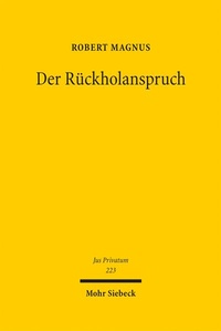 Enlarge image Cover: Der Rückholanspruch - Mohr Siebeck