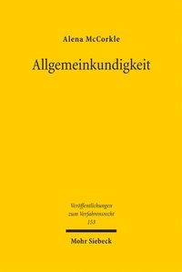 Abbildung von: Allgemeinkundigkeit - Mohr Siebeck