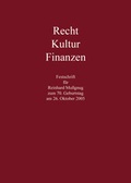 Cover: Recht - Kultur - Finanzen - C.F. M&uuml;ller
