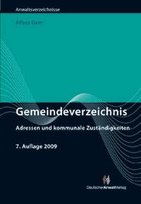 Abbildung von: Gemeindeverzeichnis - Deutscher Anwaltverlag