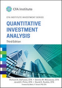 Enlarge image Cover: Quantitative Investment Analysis - Wiley