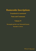 Cover: Ramesside Inscriptions - Wiley