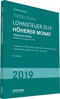 Abbildung von: Tabelle, Lohnsteuer 2019 Höherer Monat - Stollfuß