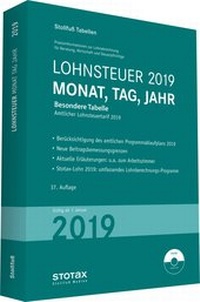 Abbildung von: Tabelle, Lohnsteuer 2019 Monat, Tag, Jahr - Stollfuß
