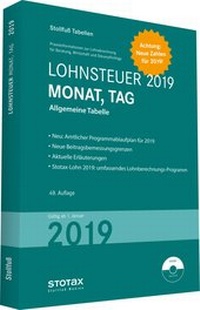 Abbildung von: Tabelle, Lohnsteuer 2019 Monat, Tag - Stollfuß