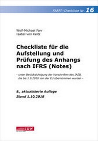 Enlarge image Cover: Checkliste 16 (Anhang n. IFRS) - IDW