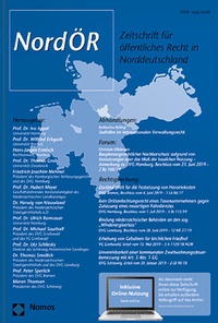 Abbildung von: NordÖR - Zeitschrift für Öffentliches Recht in Norddeutschland - Nomos