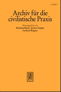 Abbildung von: Archiv für die civilistische Praxis (AcP) - Mohr Siebeck